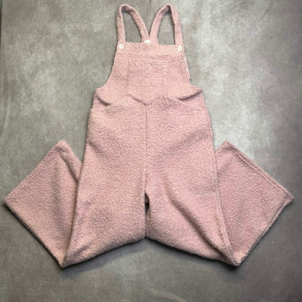 Halara Pink Boucle Wide Leg Overalls Bib Jumpsuit Womens Size Small Regular